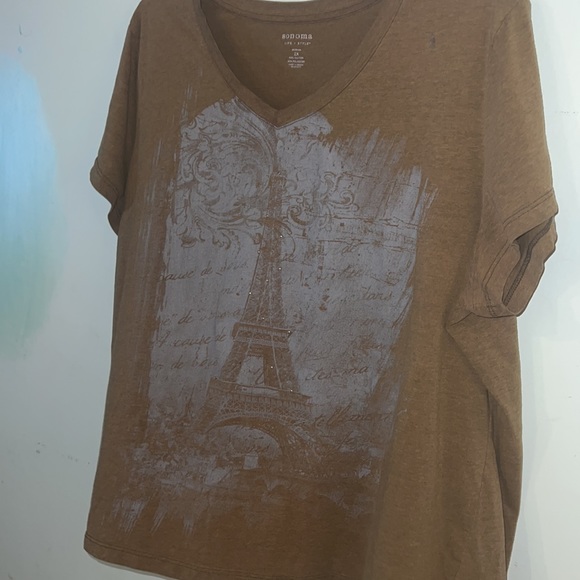 Sonoma Brown Tee Eiffel Tower Sz 2X - Picture 4 of 6